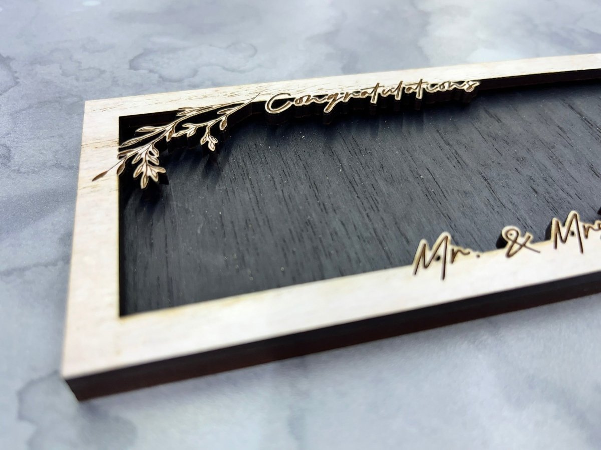 Wedding Money Holder Personalized with Last Name & Date - Legacy Images - wedding laser engraved