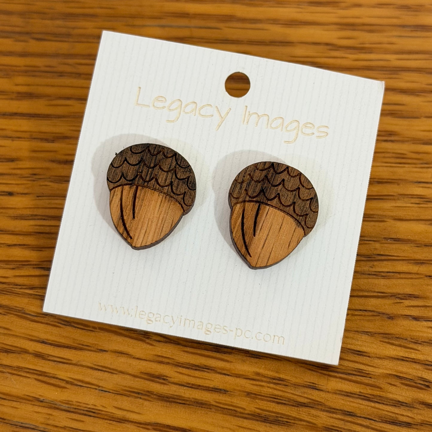 Acorn Earrings - Wood Stud Earrings