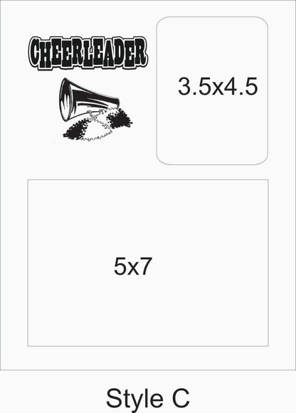 8x10 Layout C - Legacy Images - 8x10 frame with 5x7 horizontal and 3.5x4.5 vertical picture openings.
