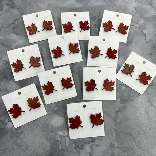 Fall Earrings - Maple Leaves - Legacy Images - Earrings - Earrings fall laser engraved