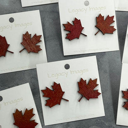 Fall Earrings - Maple Leaves - Legacy Images - Earrings - Earrings fall laser engraved