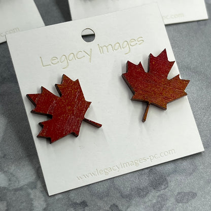 Fall Earrings - Maple Leaves - Legacy Images - Earrings - Earrings fall laser engraved