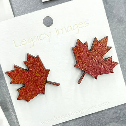 Fall Earrings - Maple Leaves - Legacy Images - Earrings - Earrings fall laser engraved