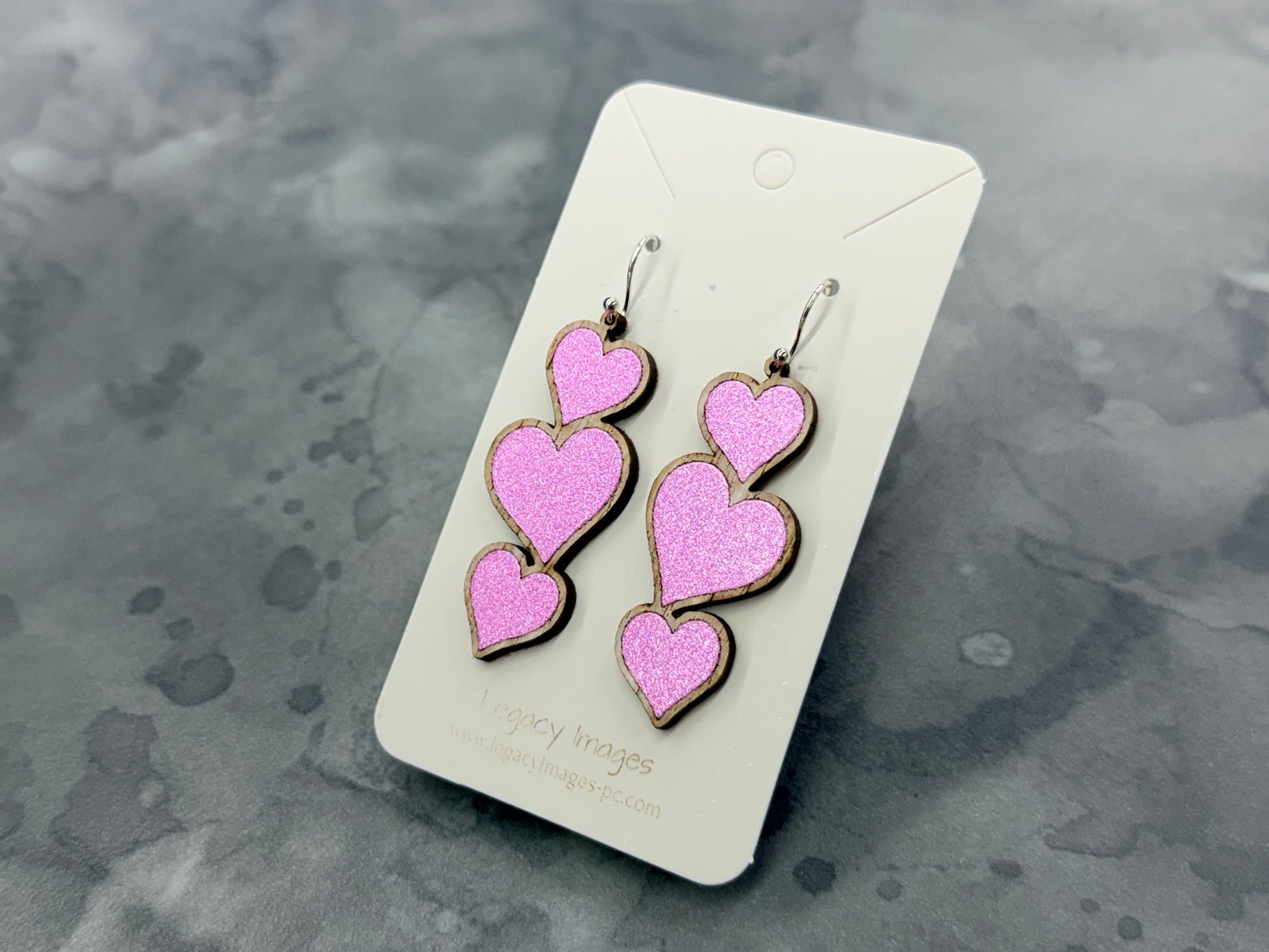 Heart Earrings - Wood Dangle Earrings