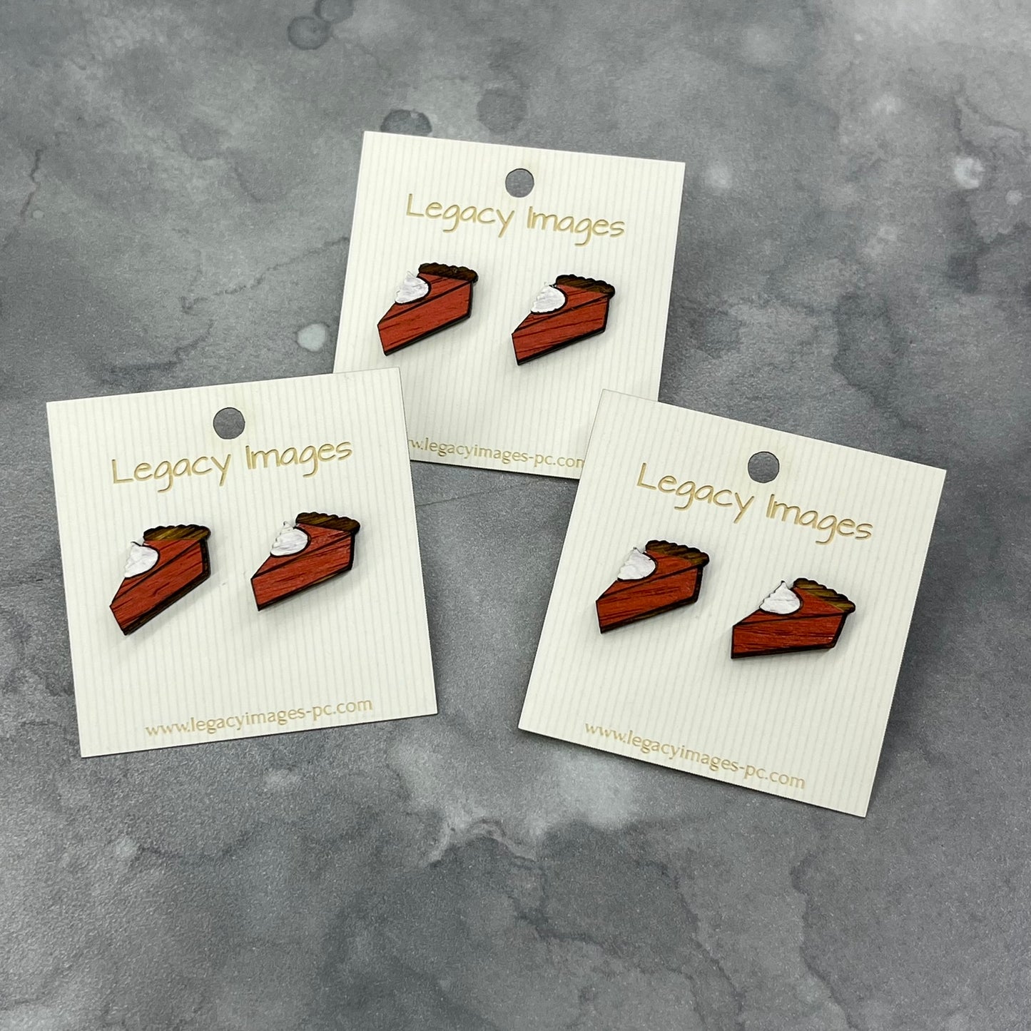 Pumpkin Pie Earrings, Wood Stud Earrings