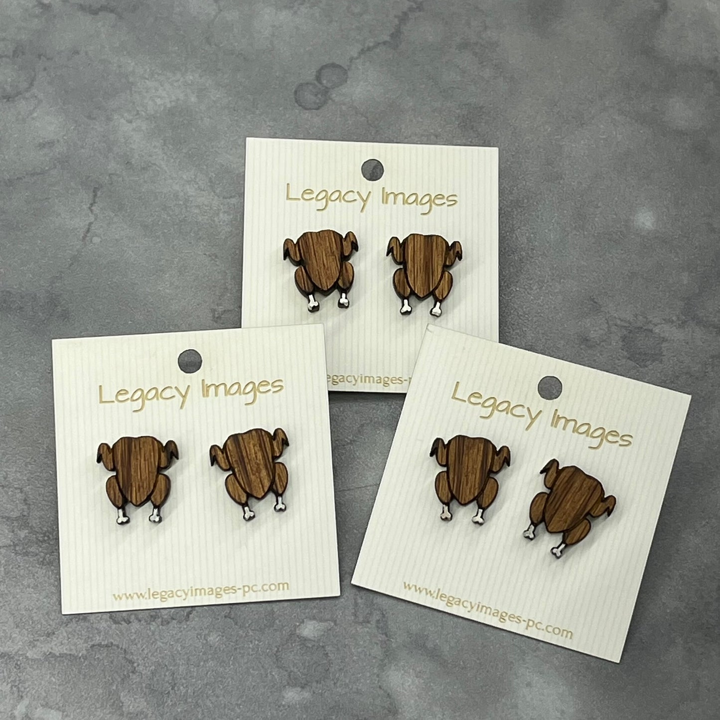Turkey Earrings, Wood Stud Earrings