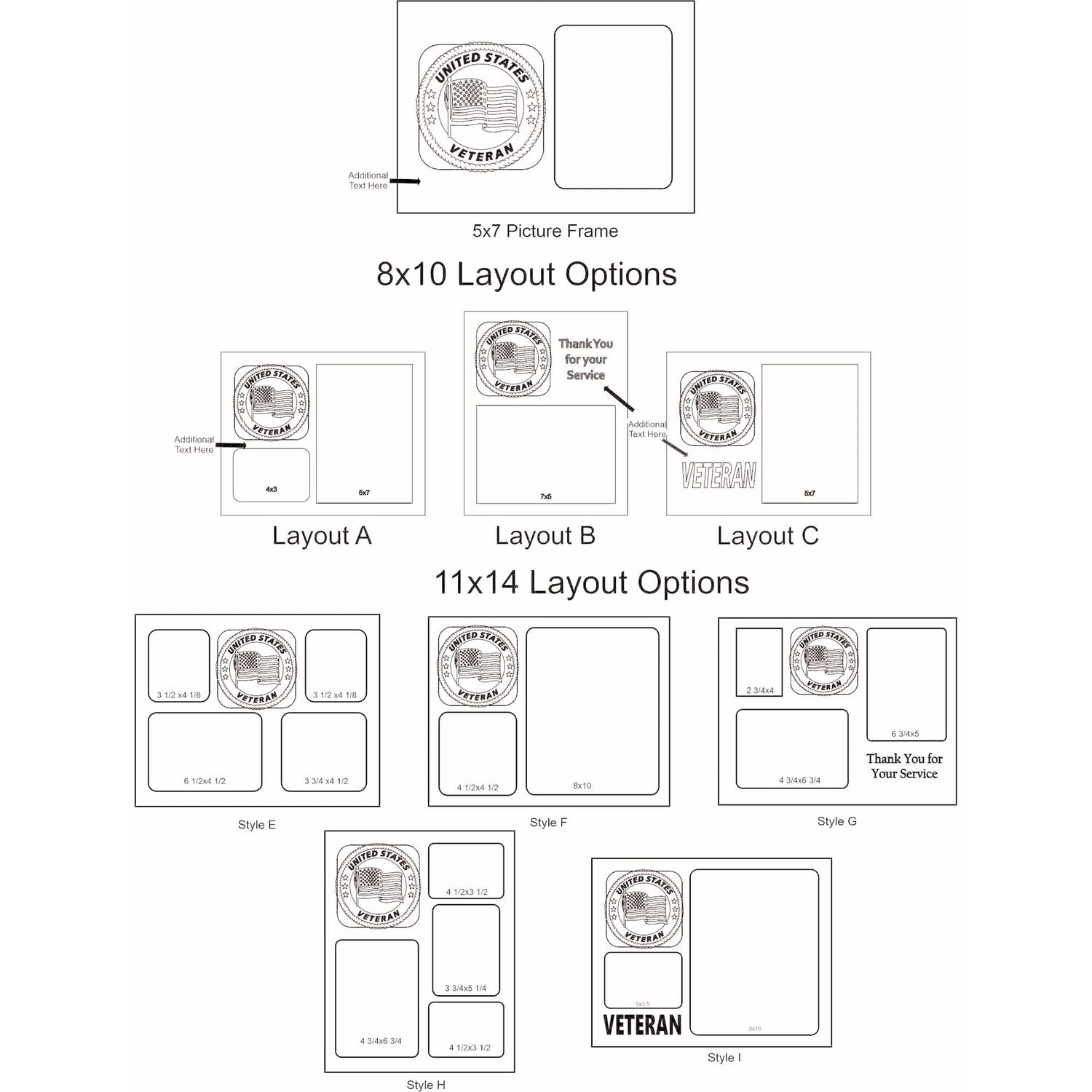Military Picture Frame Layout Options - Legacy Images - Picture Frames