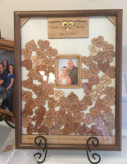 Anniversary Drop Heart Box Guest - Legacy Images - Guestbook - 11x14 Picture Frame 12x16 picture frame 16x20 picture frame laser engraved
