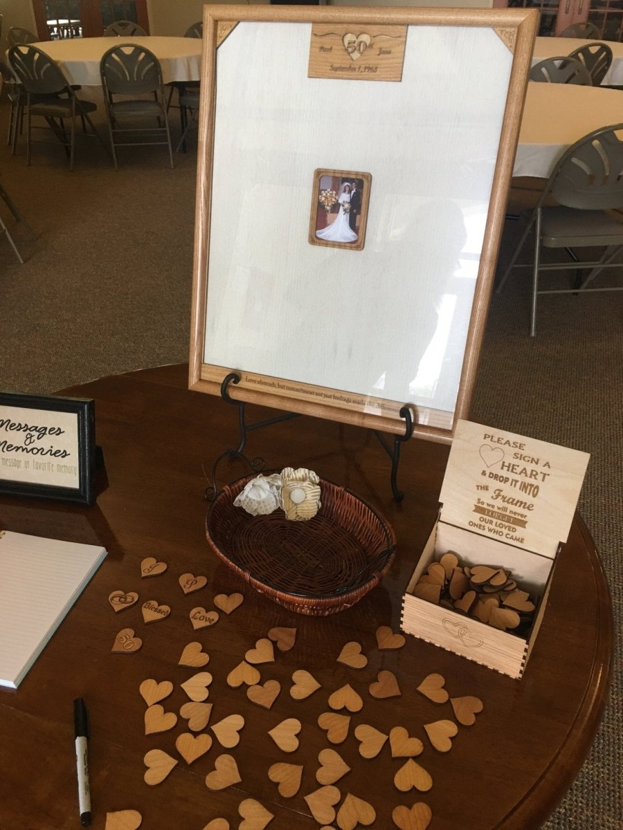 Anniversary Drop Heart Box Guest - Legacy Images - Guestbook - 11x14 Picture Frame 12x16 picture frame 16x20 picture frame laser engraved