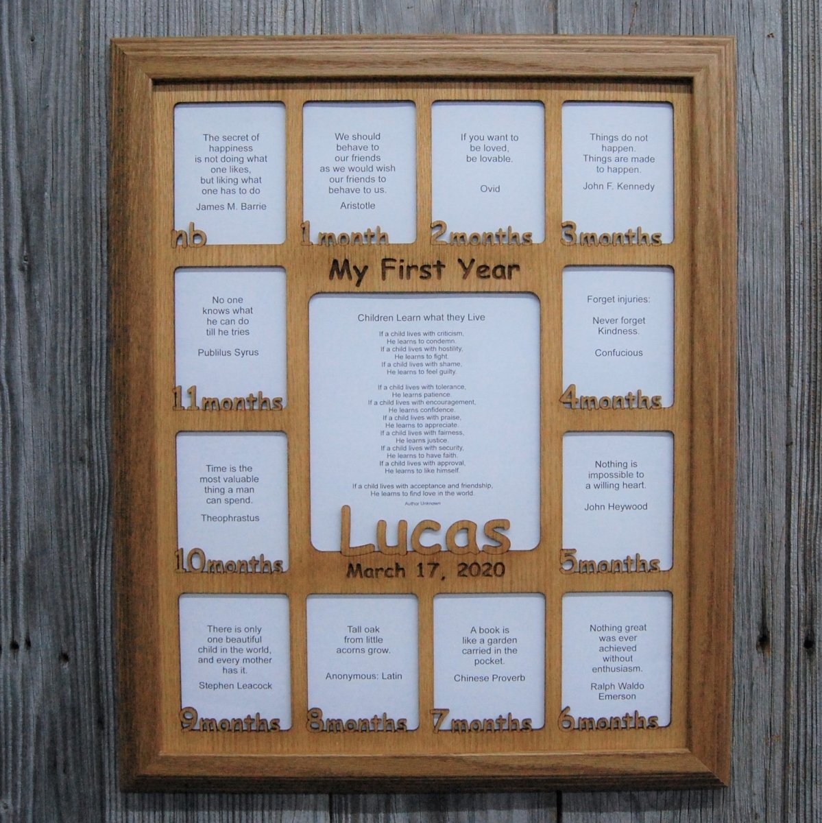 Baby First Year Picture Frame - Legacy Images - Picture Frames - 11x14 Picture Frame 12x16 picture frame 16x20 picture frame laser engraved