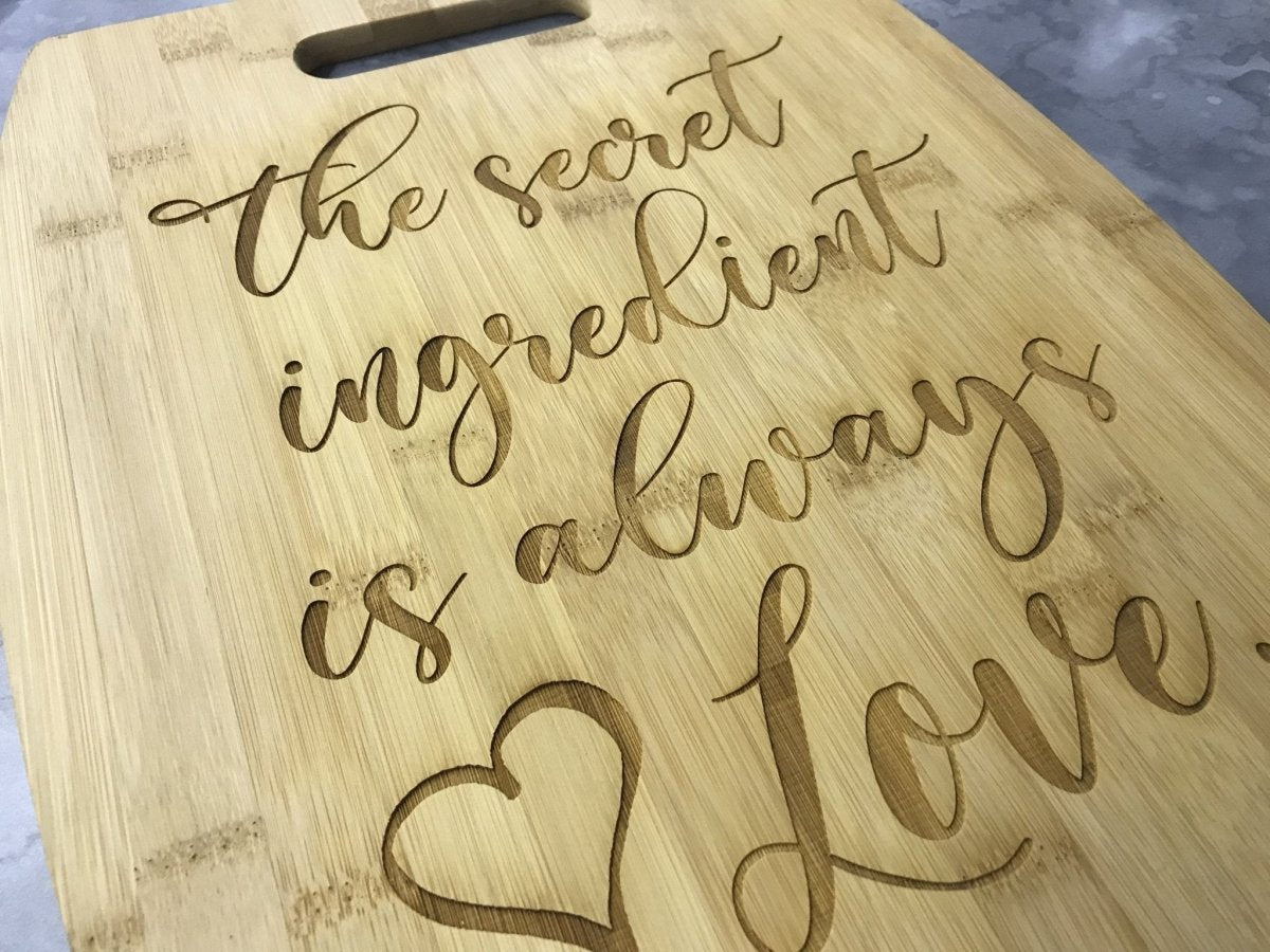 Bamboo Cutting Board Decor - Arc Shaped - Legacy Images - Cutting Boards - Cutting Board family kitchen laser engraved