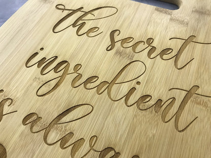 Bamboo Cutting Board Decor - Arc Shaped - Legacy Images - Cutting Boards - Cutting Board family kitchen laser engraved