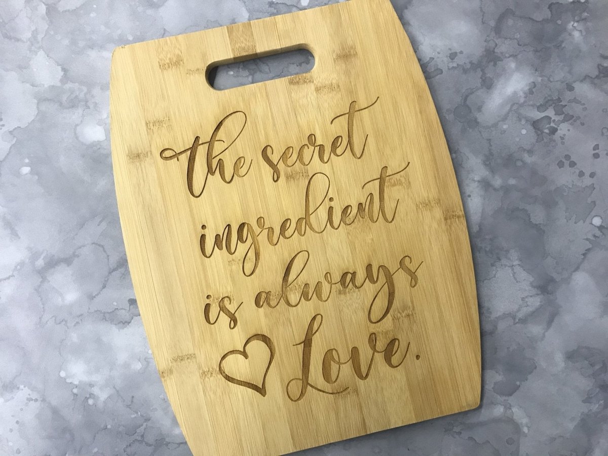 Bamboo Cutting Board Decor - Arc Shaped - Legacy Images - Cutting Boards - Cutting Board family kitchen laser engraved