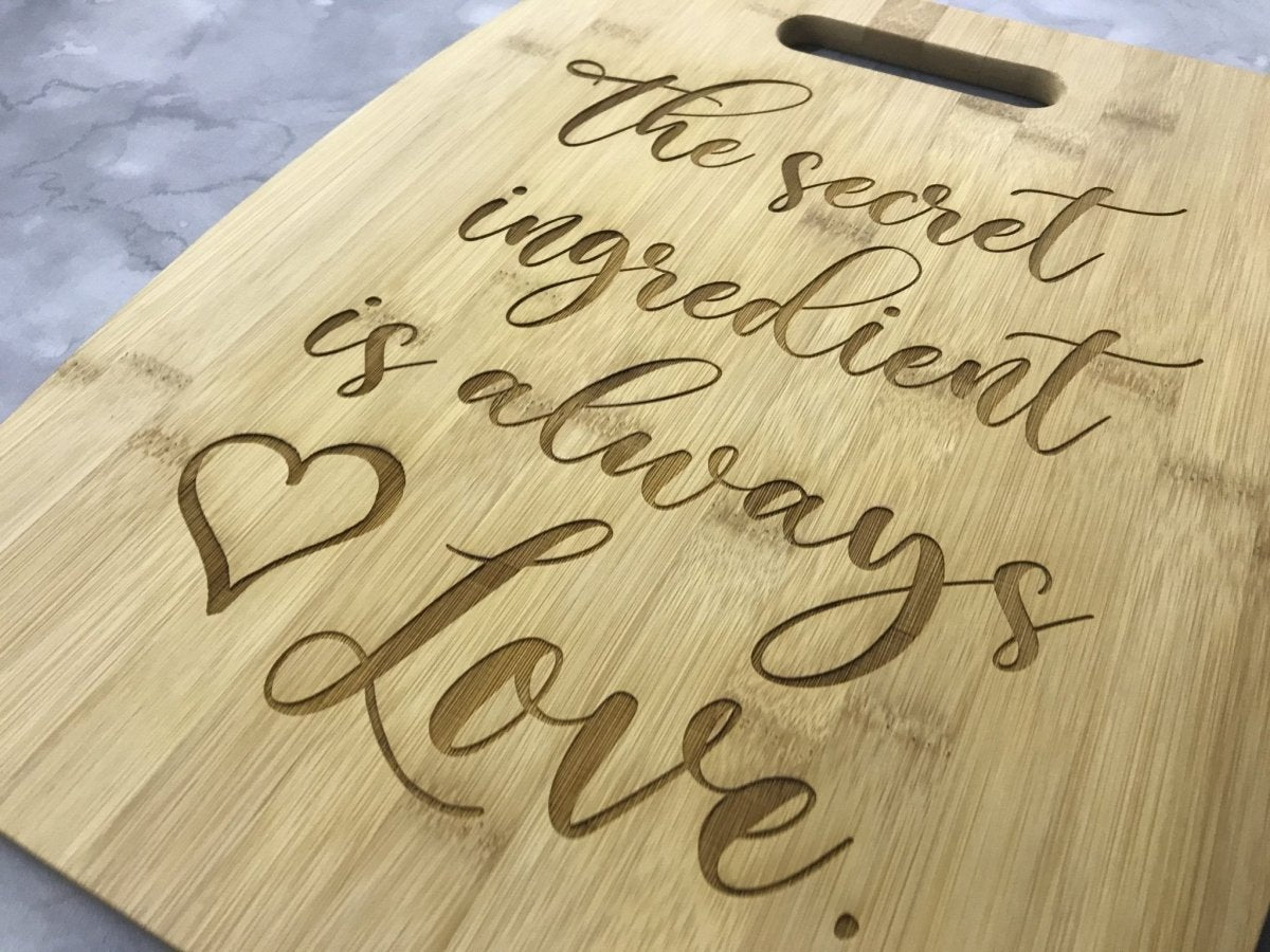 Bamboo Cutting Board Decor - Arc Shaped - Legacy Images - Cutting Boards - Cutting Board family kitchen laser engraved