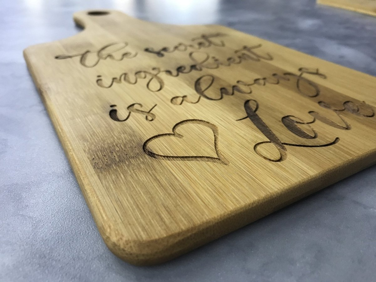 Bamboo Cutting Board Decor - Wine Bottle Shaped - Legacy Images - Cutting Boards - Cutting Board family kitchen laser engraved