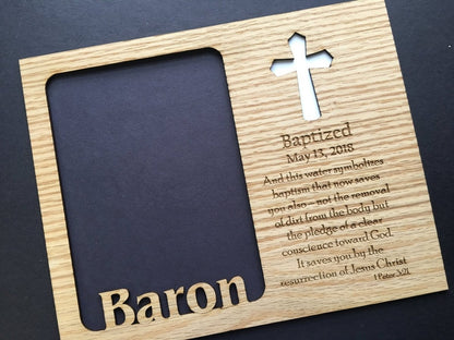 Baptism Picture Frame - 8x10 Frame Hold 5x7 Photo - Legacy Images - Picture Frames - 8x10 picture frame date family laser engraved