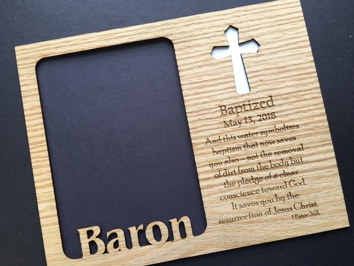 Baptism Picture Frame - 8x10 Frame Hold 5x7 Photo - Legacy Images - Picture Frames - 8x10 picture frame date family laser engraved