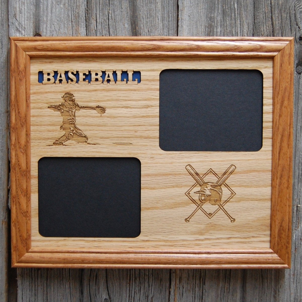 Baseball Catcher Picture Frame - 8x10 Frame Hold 2 3x4 Photos - Legacy Images - Picture Frames - 8x10 picture frame baseball picture frame laser engraved