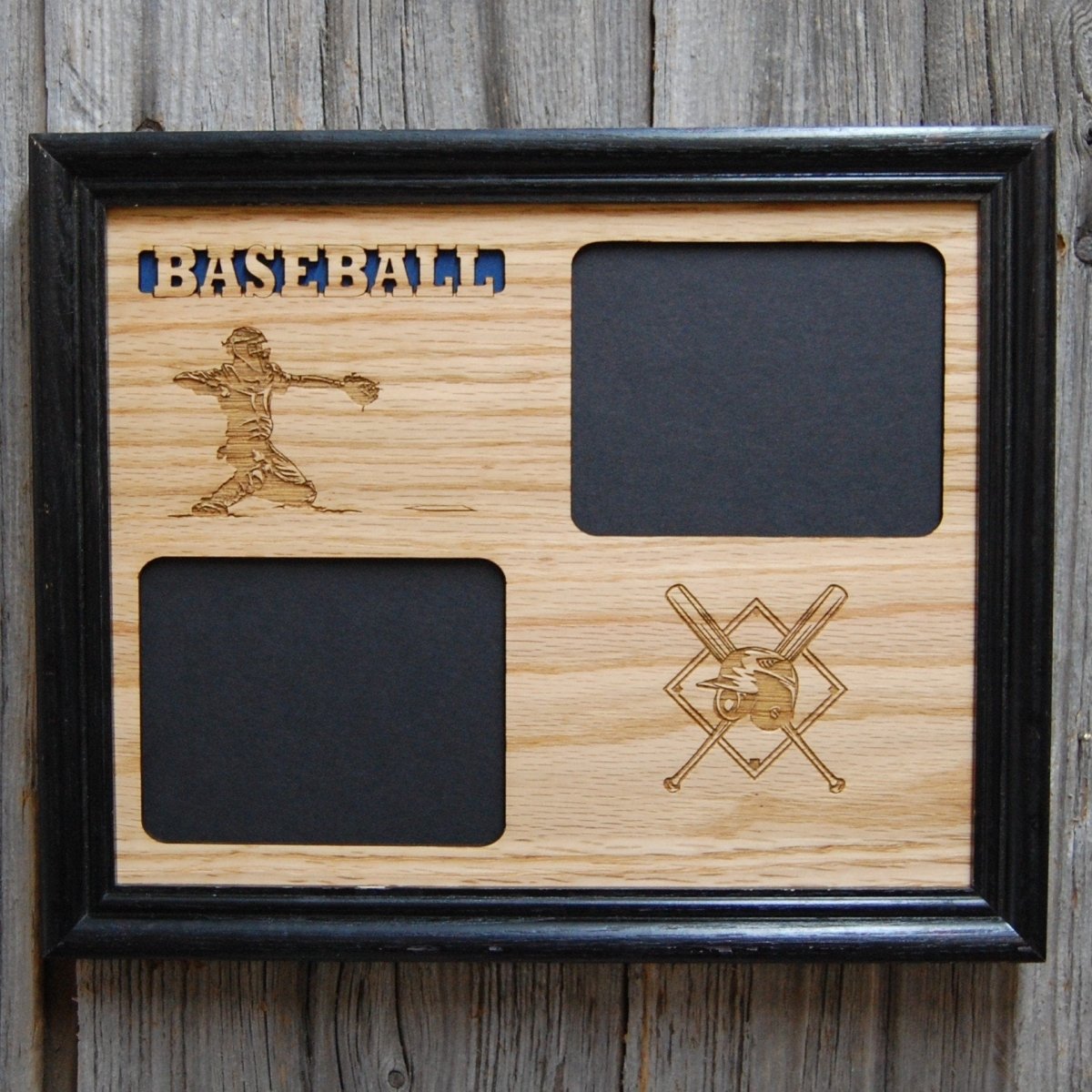 Baseball Catcher Picture Frame - 8x10 Frame Hold 2 3x4 Photos - Legacy Images - Picture Frames - 8x10 picture frame baseball picture frame laser engraved