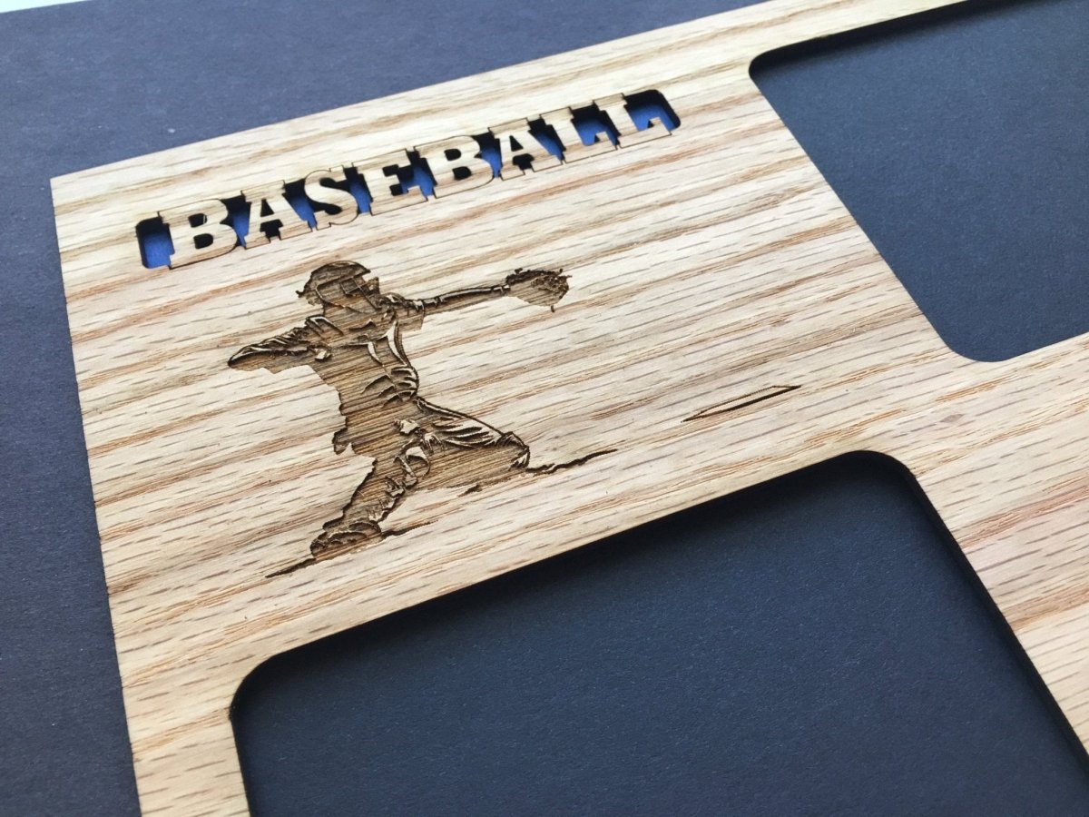 Baseball Catcher Picture Frame - 8x10 Frame Hold 2 3x4 Photos - Legacy Images - Picture Frames - 8x10 picture frame baseball picture frame laser engraved