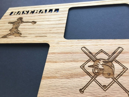 Baseball Catcher Picture Frame - 8x10 Frame Hold 2 3x4 Photos - Legacy Images - Picture Frames - 8x10 picture frame baseball picture frame laser engraved