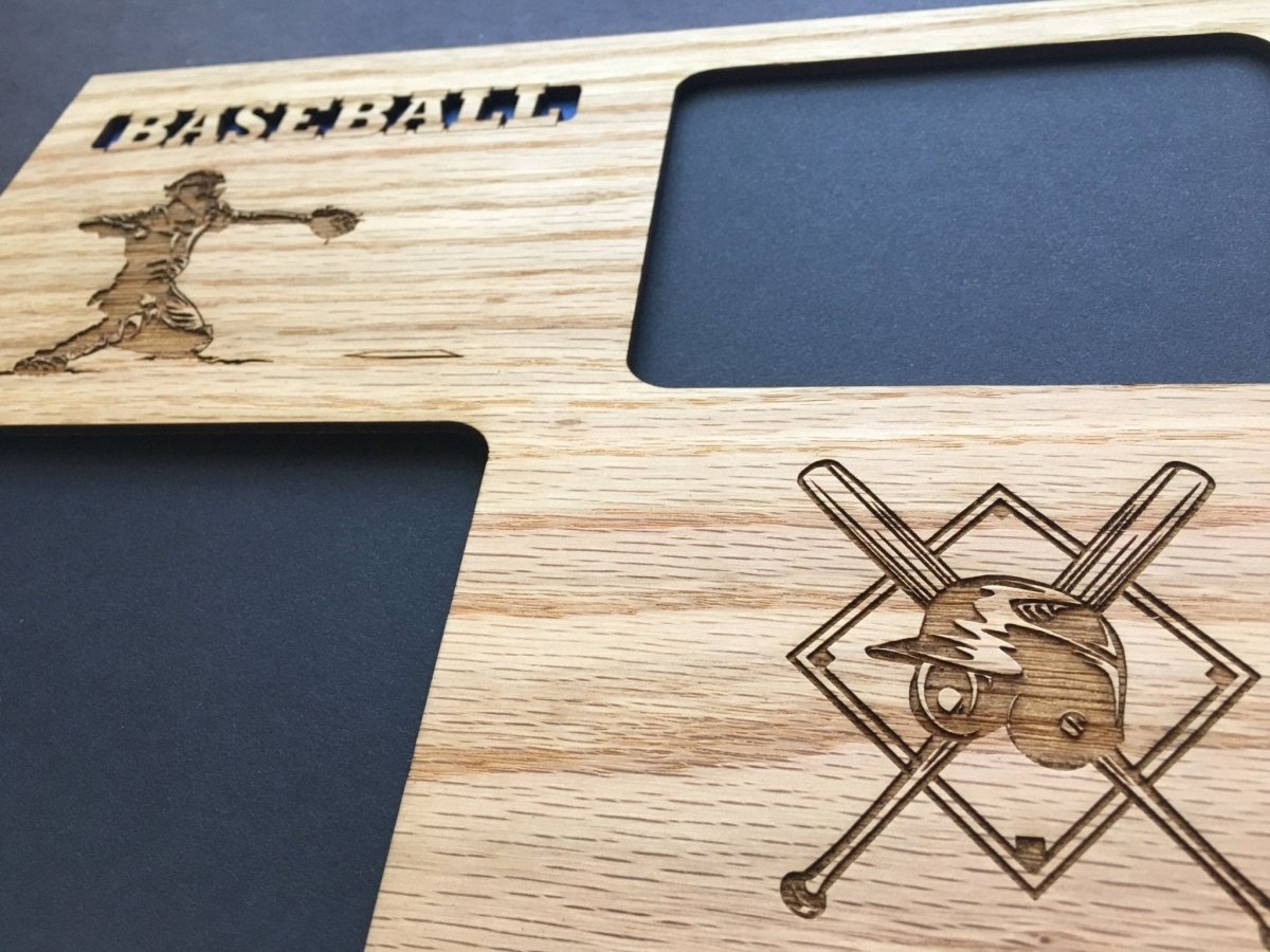 Baseball Catcher Picture Frame - 8x10 Frame Hold 2 3x4 Photos - Legacy Images - Picture Frames - 8x10 picture frame baseball picture frame laser engraved