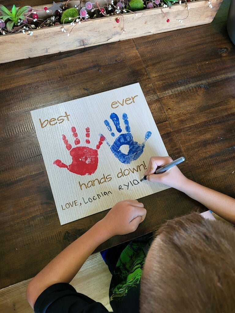 Best Dad Ever Hands Down Sign - Legacy Images - Decor - family father's day gift sign laser engraved