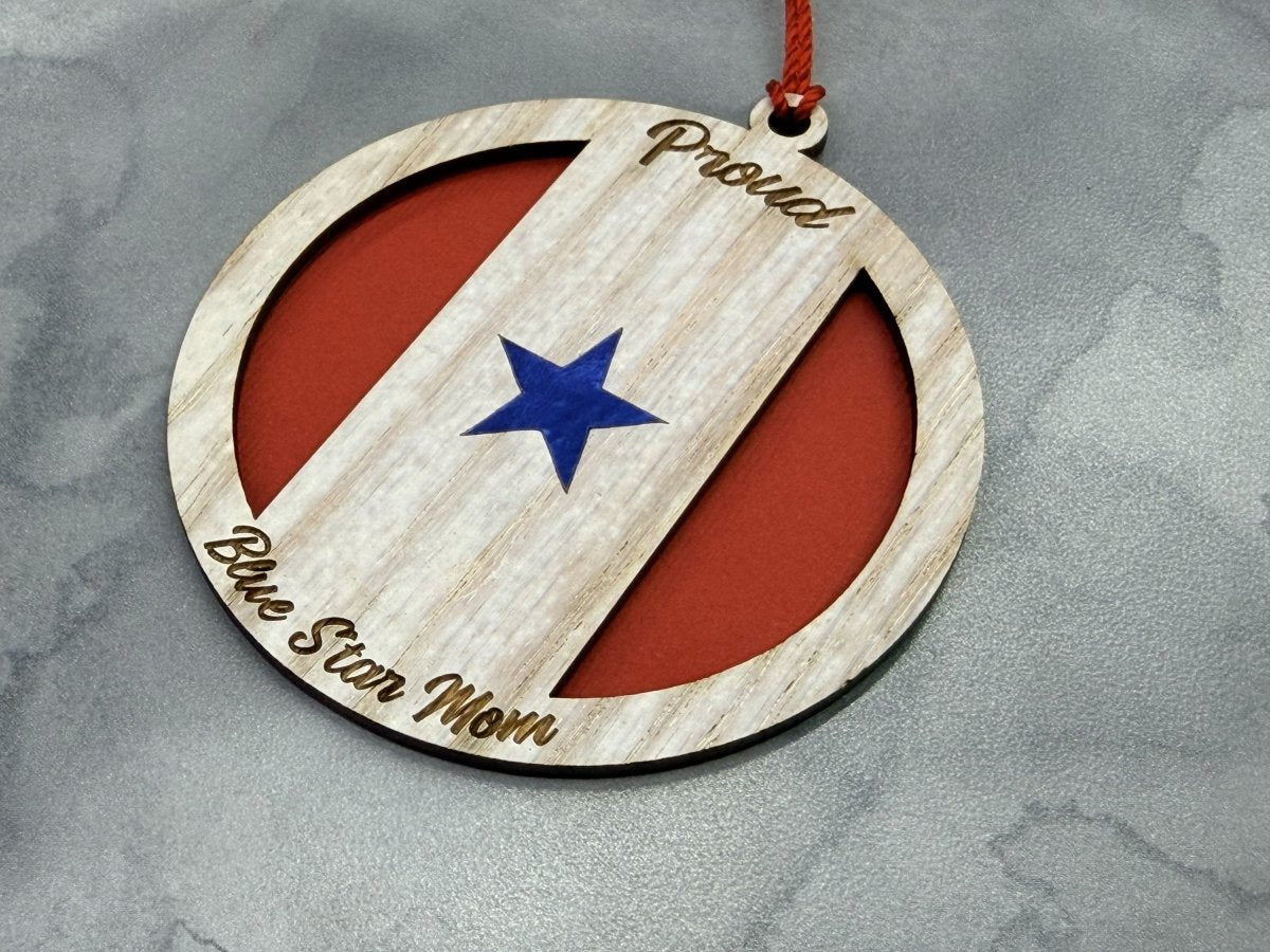 Blue Star Mom Ornament - Legacy Images - Holiday Ornaments - military ornament laser engraved