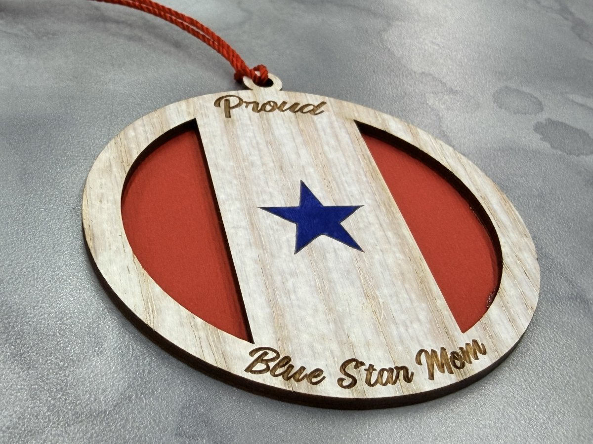 Blue Star Mom Ornament - Legacy Images - Holiday Ornaments - military ornament laser engraved