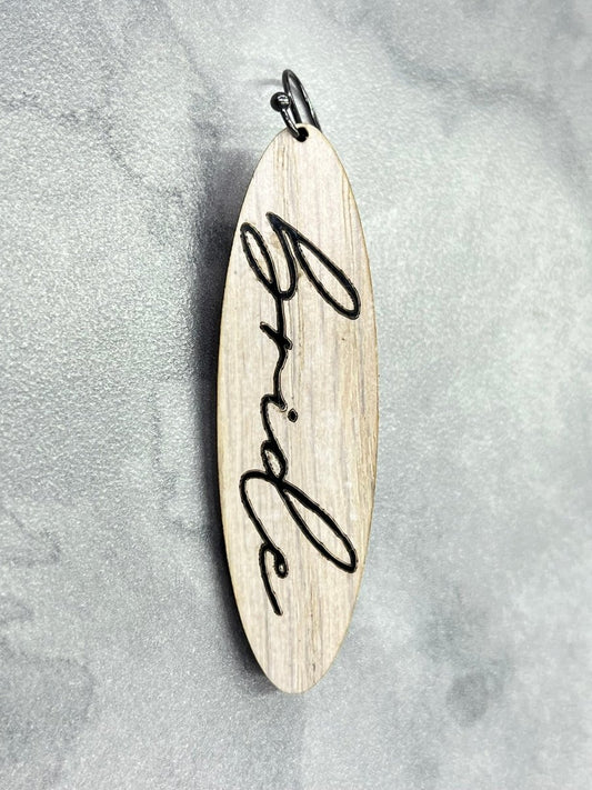 Bridal jewelry for wedding shower, bachelorette party or engagement. Whitewash wood with black foil cursive Bride - bride dangle earrings Earrings laser engraved