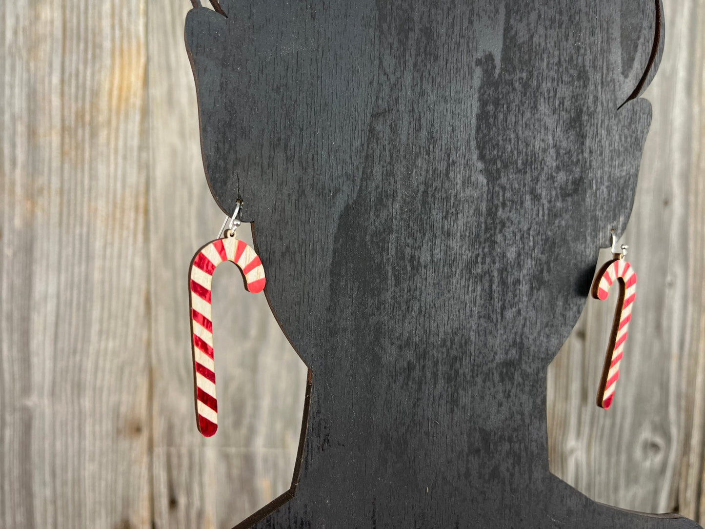 Candy Cane Earrings - Legacy Images - Earrings - christmas Earrings laser engraved