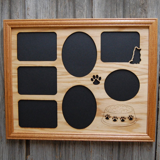 Cat Bowl & Paws Picture Frame - Legacy Images - Picture Frames - 11x14 Picture Frame CAT pets laser engraved