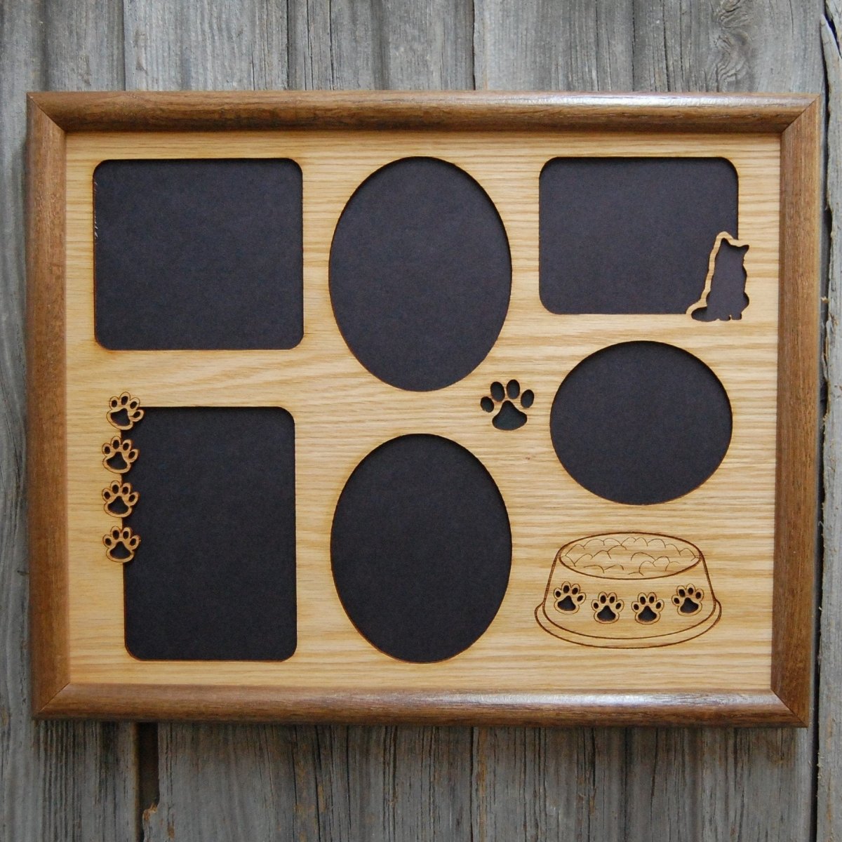 Cat Bowl & Paws Picture Frame - Legacy Images - Picture Frames - 11x14 Picture Frame CAT pets laser engraved