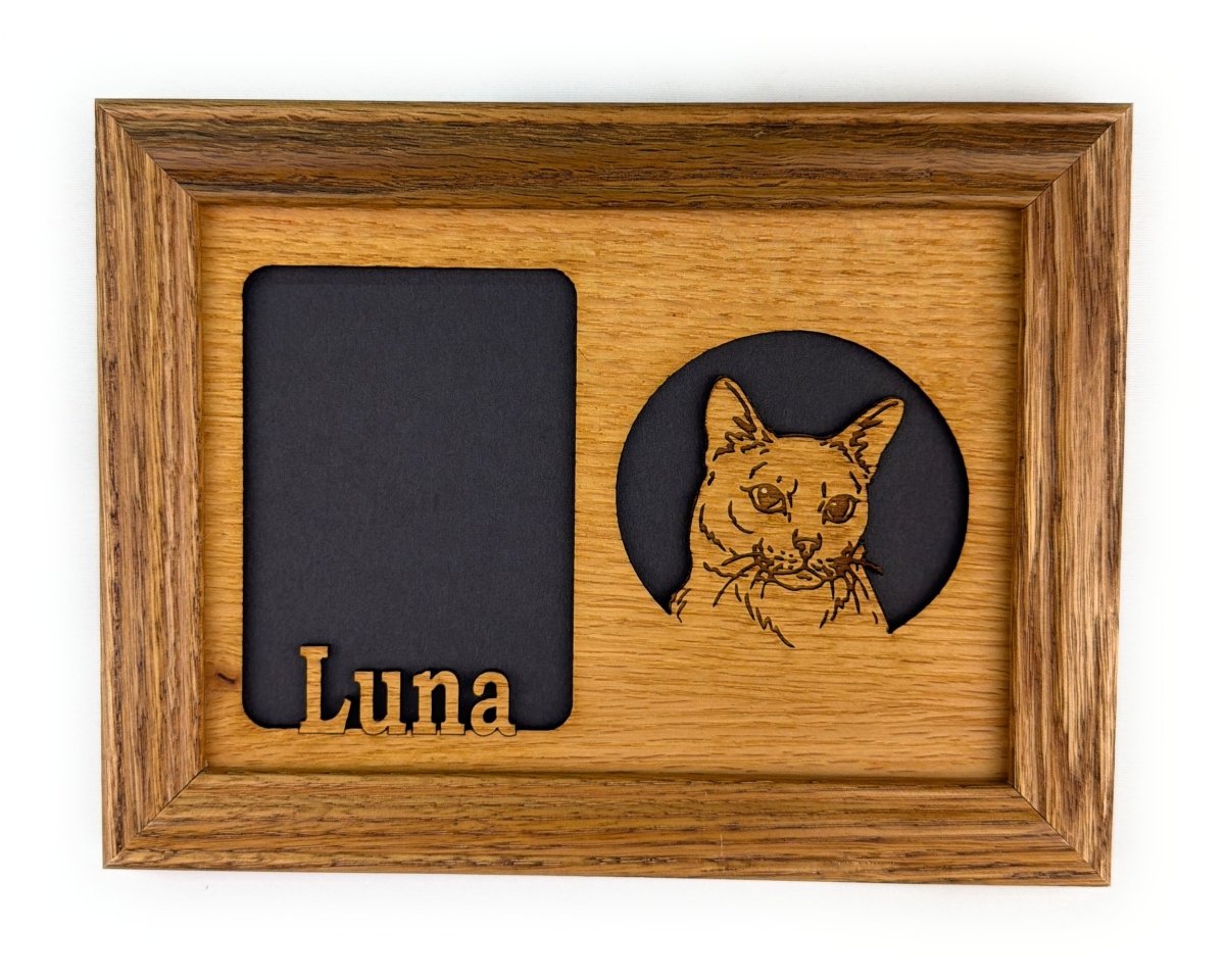 Cat Picture Frame - 5x7 Frame Hold 3x4 Photo - Legacy Images - Picture Frames - 5x7 picture frame CAT Pets laser engraved