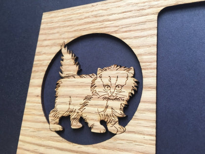 Cat Picture Frame - 5x7 Frame Hold 3x4 Photo - Legacy Images - Picture Frames - 5x7 picture frame CAT Pets laser engraved