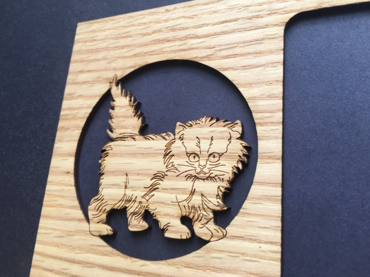 Cat Picture Frame - 5x7 Frame Hold 3x4 Photo - Legacy Images - Picture Frames - 5x7 picture frame CAT Pets laser engraved