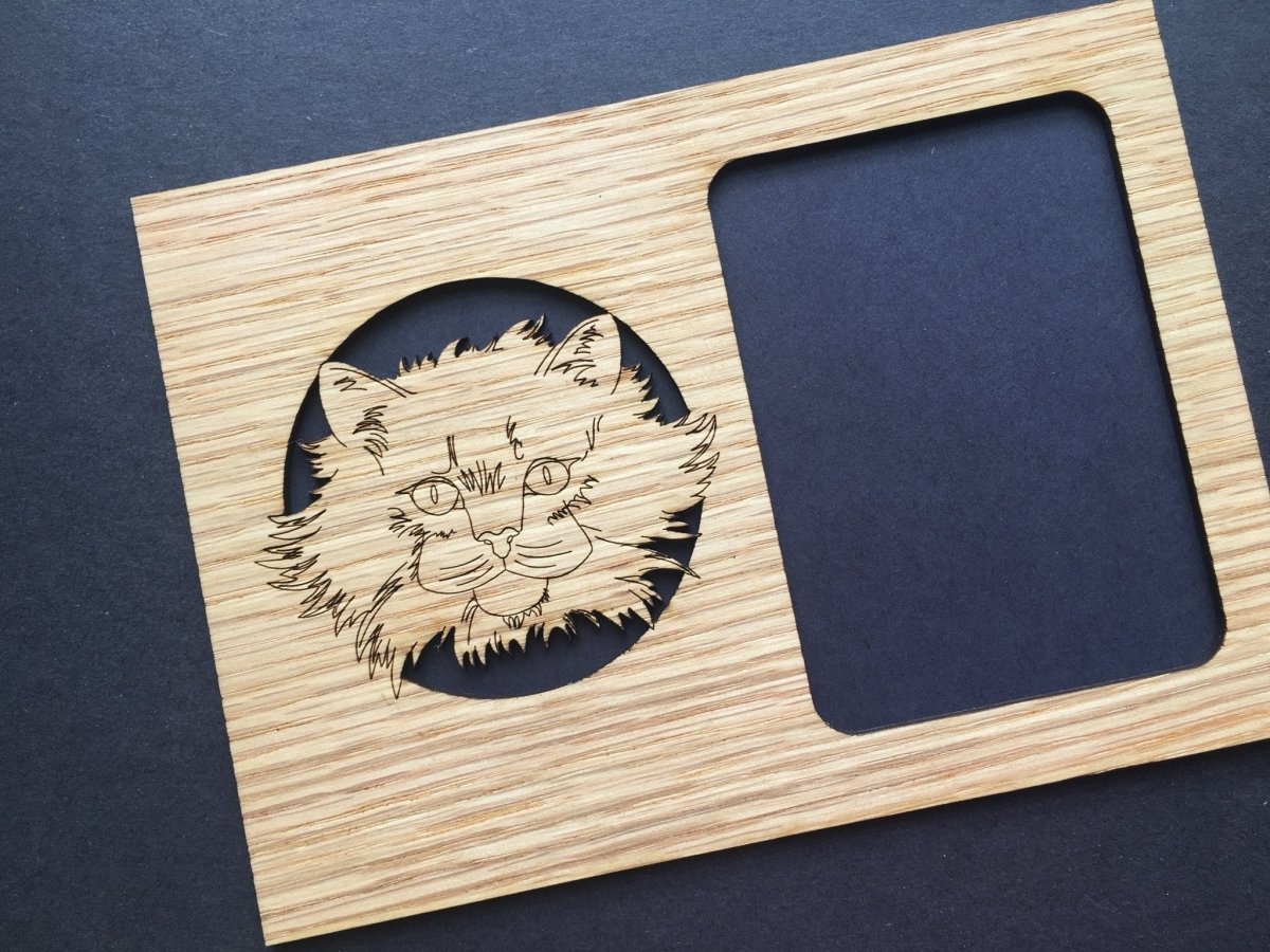 Cat Picture Frame - 5x7 Frame Hold 3x4 Photo - Legacy Images - Picture Frames - 5x7 picture frame CAT Pets laser engraved
