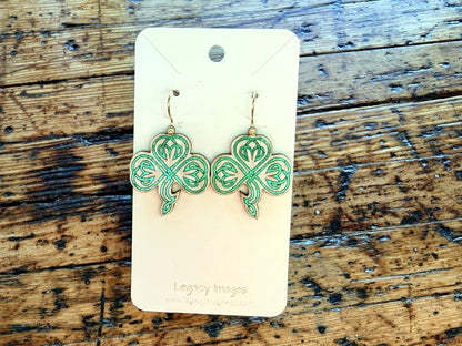 Celtic Clover Dangle Earrings - Legacy Images - Earrings - dangle earrings Earrings st patrick's day laser engraved