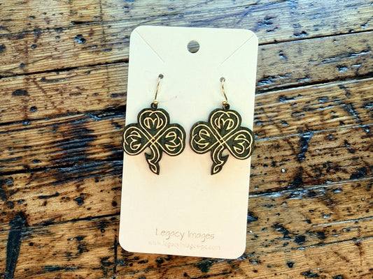 Celtic Clover Dangle Earrings - Legacy Images - Earrings - dangle earrings Earrings st patrick's day laser engraved