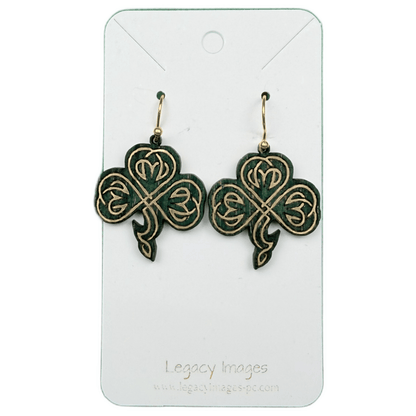 Celtic Clover Dangle Earrings - Legacy Images - Earrings - dangle earrings Earrings st patrick's day laser engraved