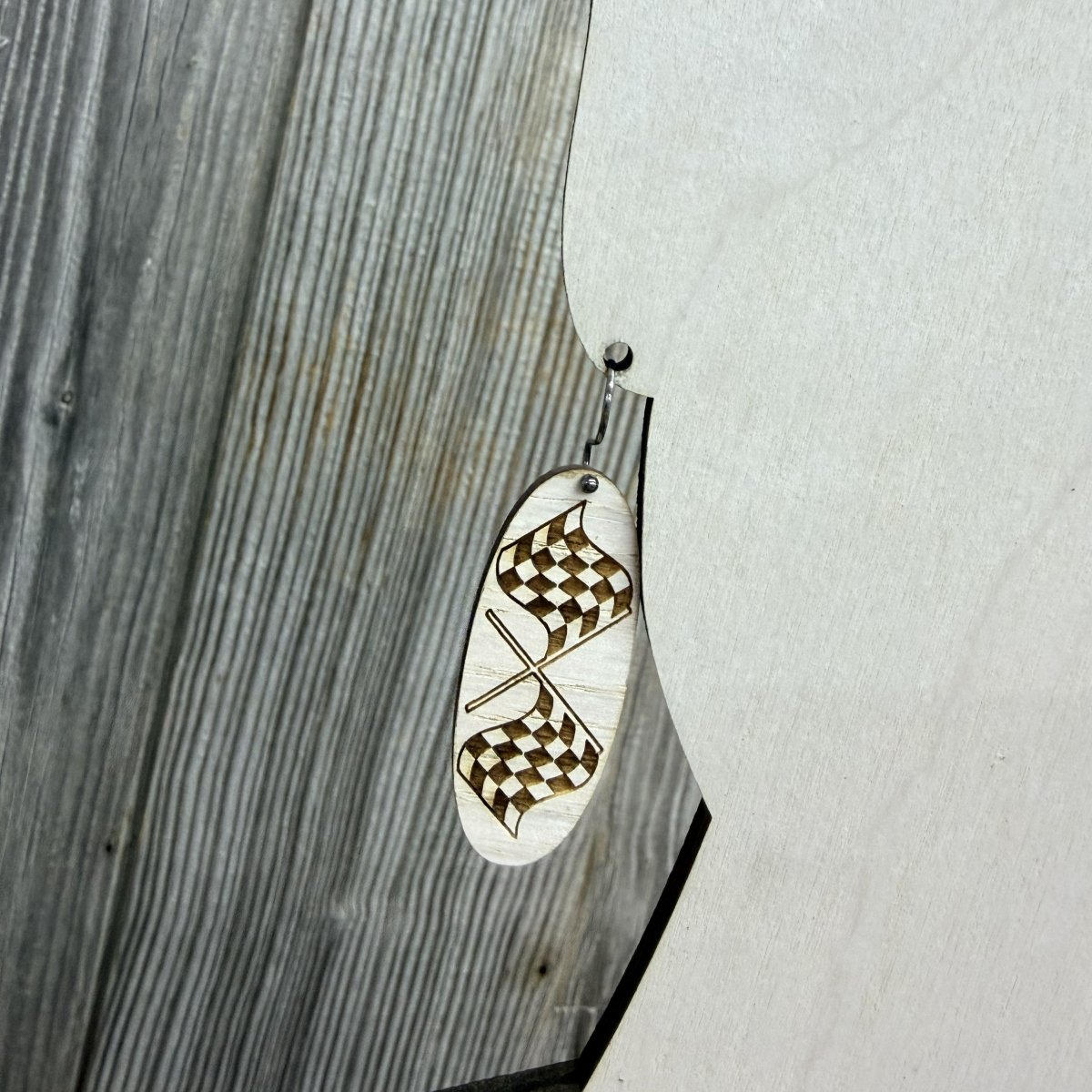 Checkered Flag Dangle Earrings - Legacy Images - Earrings - checkered flag dangle earrings Earrings laser engraved