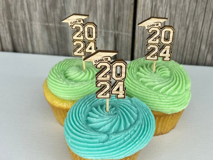 Class of 2025 Cupcake Toppers - Legacy Images - Cake Decorating Supplies - cake topper graduation party laser engraved