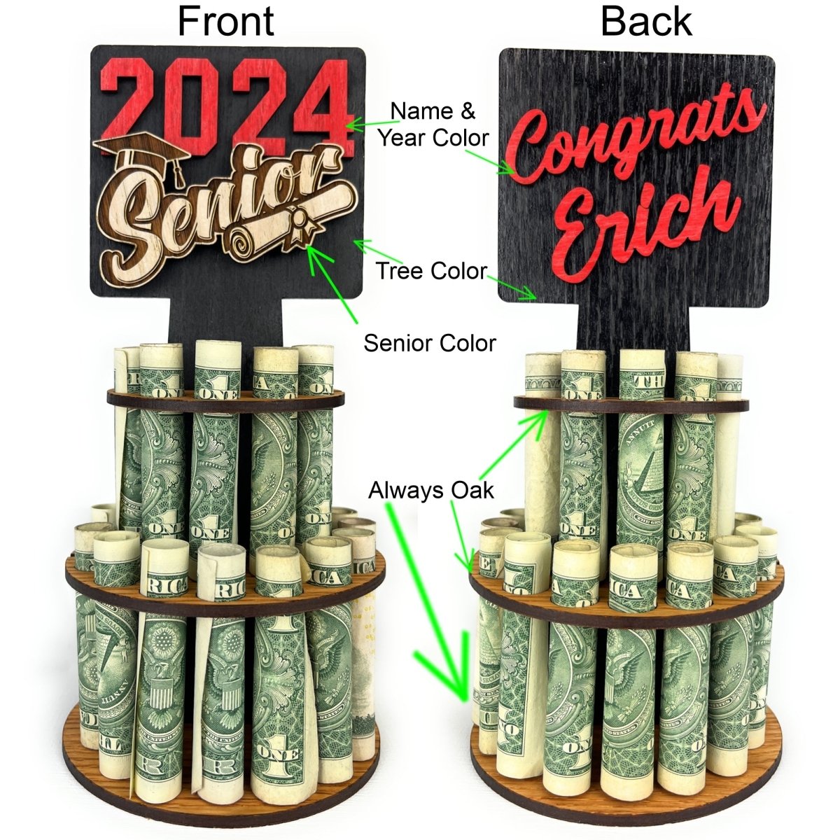 Class of 2025 Personalized Money Tree for Graduation - Legacy Images - Greeting Card - gift graduation money holder laser engraved
