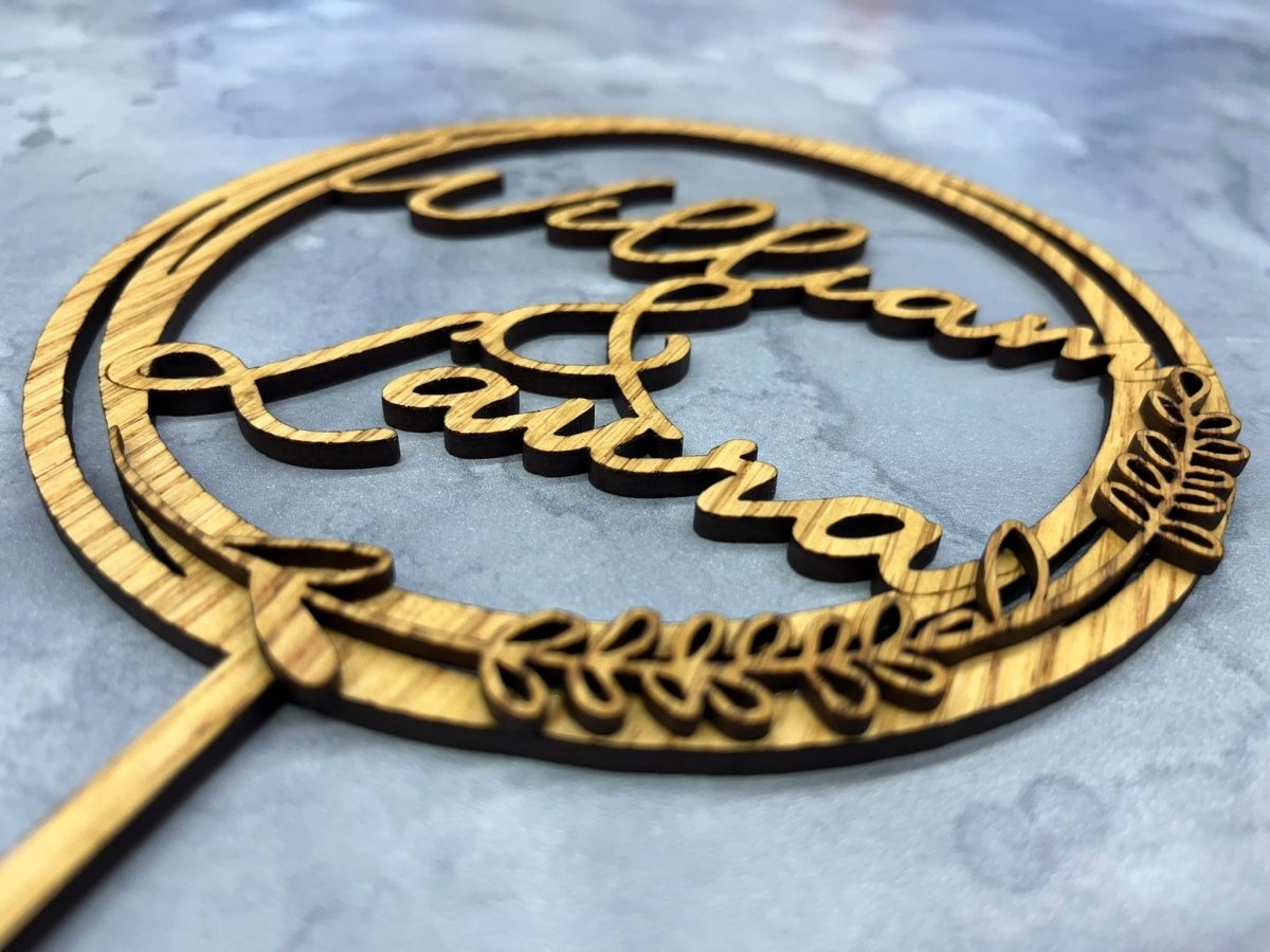 Couples Names Wedding Cake Topper - Legacy Images - Cake Decorating Supplies - cake topper wedding laser engraved