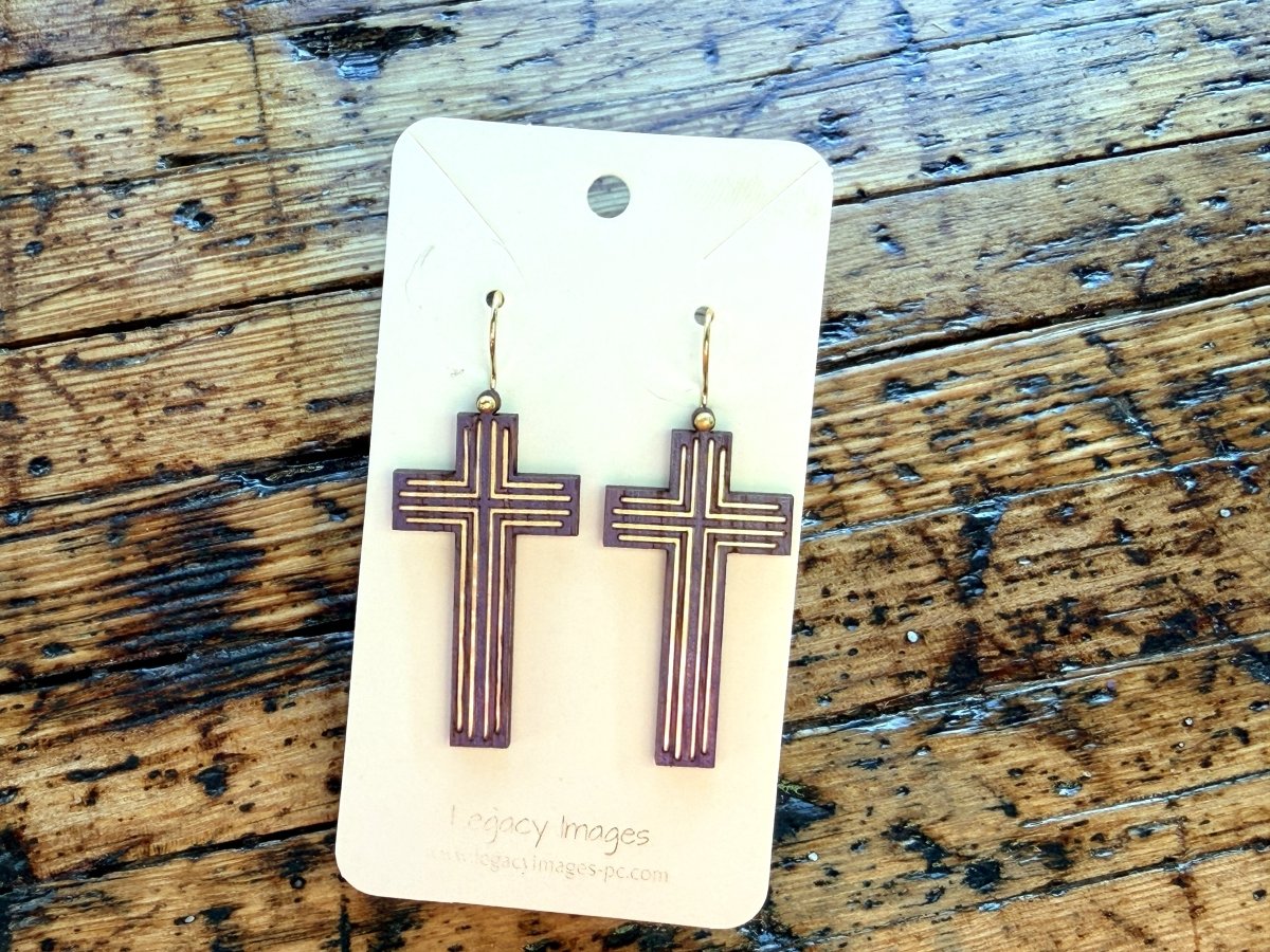 Cross Dangle Earrings - Legacy Images - Earrings - dangle earrings Earrings holiday laser engraved