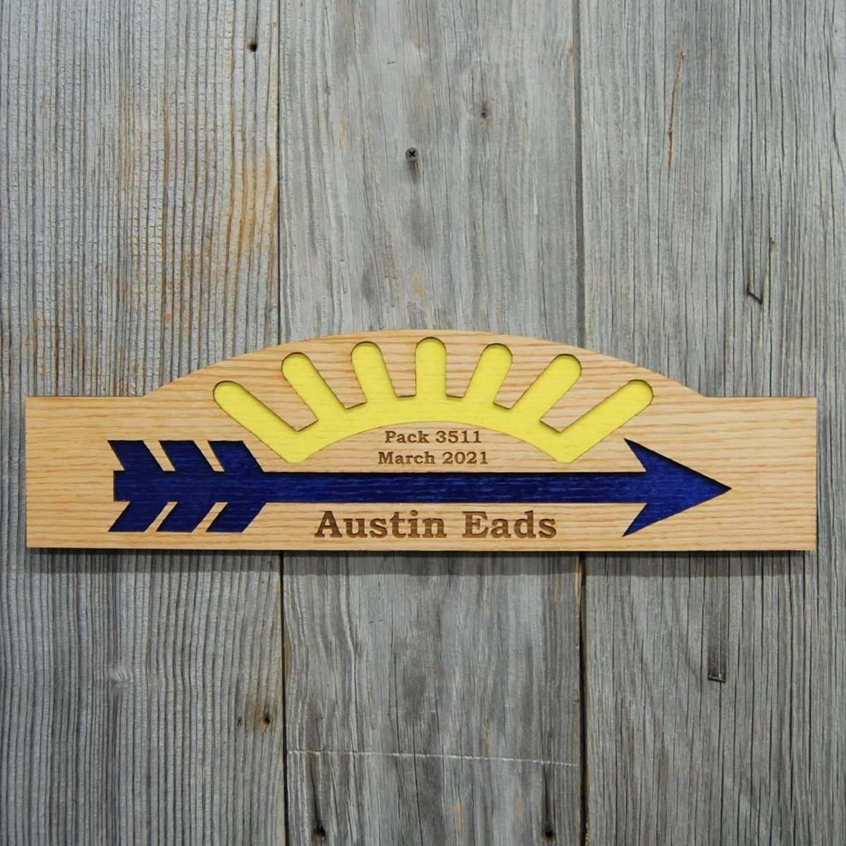 Cub Scout Arrow of Light Award Plaque - Legacy Images - Novelty Signs - date hobbies name laser engraved