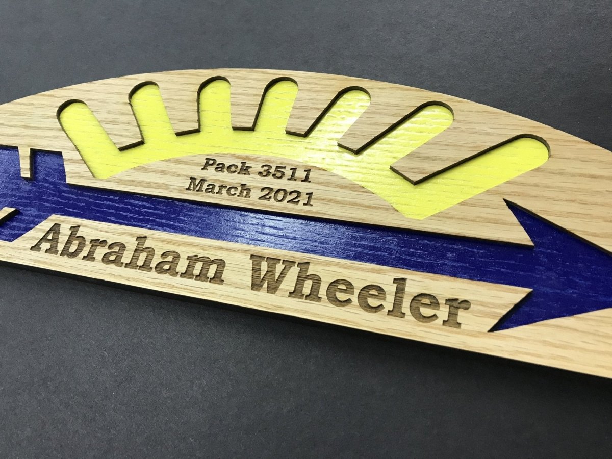 Cub Scout Arrow of Light Award Plaque - Legacy Images - Novelty Signs - date hobbies name laser engraved