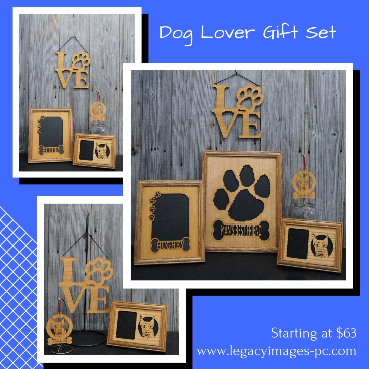 Dog Lover Gift Set - Legacy Images - Picture Frames - 11x14 Picture Frame 5x7 picture frame 8x10 picture frame laser engraved