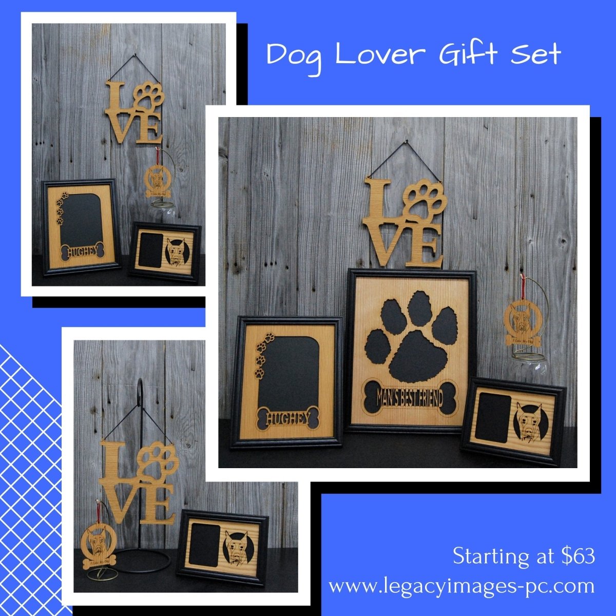 Dog Lover Gift Set - Legacy Images - Picture Frames - 11x14 Picture Frame 5x7 picture frame 8x10 picture frame laser engraved