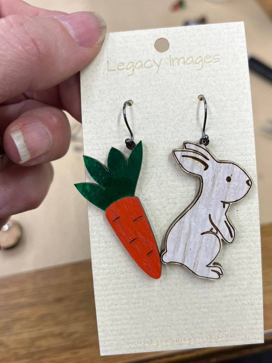 Easter Bunny & Carrot Dangle Earrings - Legacy Images - Earrings - Earrings easter holiday laser engraved